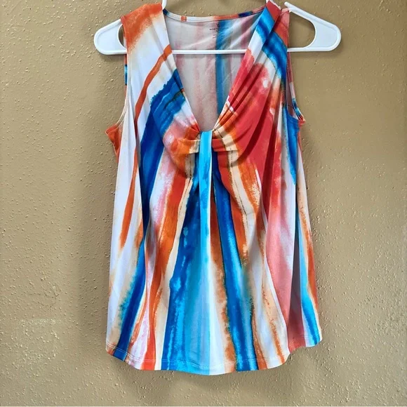 Worthington Orange and Blue Striped Blouse - Picture 2 of 5